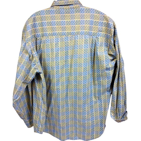 Vintage Bugle Boy Shirt Men's Large Geometric Long Sleeve Button Up 90's - Picture 2 of 9